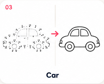 Car dot-to-dot puzzle — an easier design with fewer dots